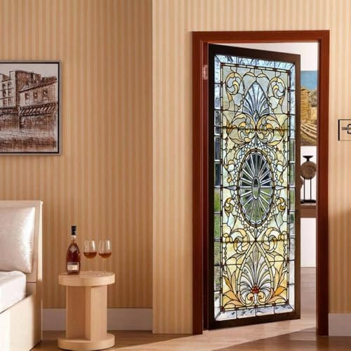 HEBEOT 1 set di adesivi 3D per porta, Decorazione Porta Ingresso, Pellicola Porta con Paesaggio, Murale, Adesivo per Porta, Decorazione per la Casa, 38,5 x 200 cm