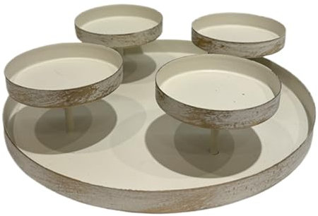 Lzqphantom Adventskranz Metall Vintage Kerzenständer 4 x 8cm Durchmesser für Stumpenkerzen Kerzenhalter Modern Weihnachtsdeko Weihnachten Adventkranz Adventsgesteck (Rund)