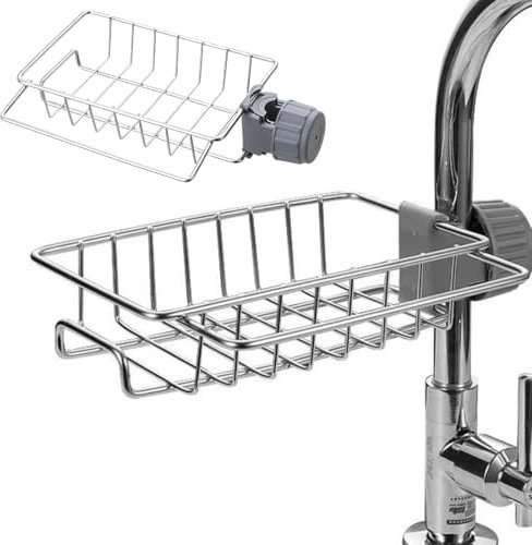 WeddHuis 1 pièce Rangement pour Barre de Douche, Étagère sans Perçage, Support Shampoing et Savon, porte-savon douche, support de rangement pour tringle de douche (Inox)