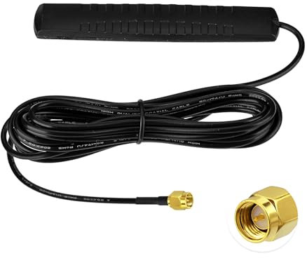 Eightwood DAB+ DAB Antenne SMA Adapter DAB Auto Radio Antenne Patch Aerial Glas Mount Windshield Antenne mit SMA Stecker 300CM Antenne für Blaupunkt Pioneer Clarion Alpine usw.
