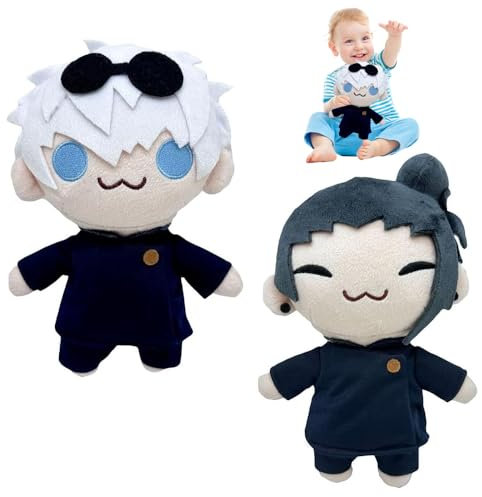 Dhqkqg Gojo Und Geto Plüschtier, Anime Geto Suguru Plüsch, 22 cm Gojo and Geto Plush, Fushiguro Megumi Plush Doll, Gojo Satoru Anime Figuren Stoffpuppen, für Jungen und Mädchen