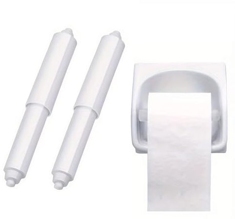 2Pcs Toilet Paper Holder, Toilet Paper Holder Rollers, Plastic Toilet Tissue Roll Holder Insert in bathroom Replacement Roller Spring Easy installation