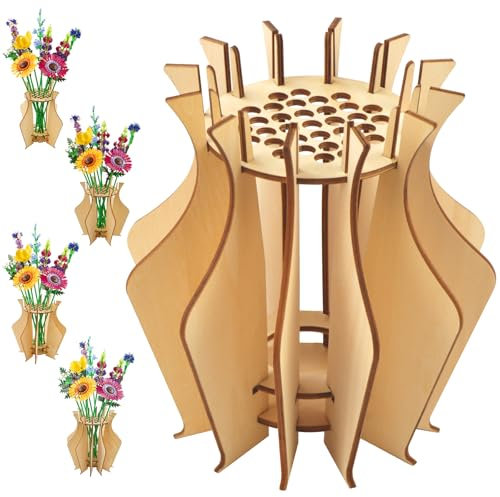 Wooden Flower Vase for Lego Flower Bouquet Building Set, Display Stand for Roses, Cherry Blossom, Sunflower, Tulips, Daffodils, Lotus - Gift for Lego Flower Lover