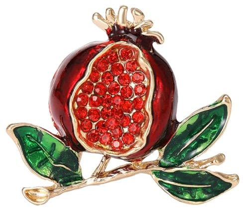 Beimus Granatapfel-Brosche, Elegante Anstecknadel, Verzierung, Rot, Metall, Modern, Brosche