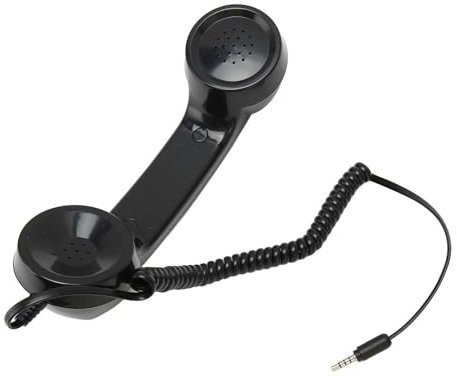 ZJchao Retro-Telefon, Retro-Telefon, Handy-zu-Festnetz-Adapter, Handy-Mikrofon, 3,5 Mm Universal-Telefon, Retro-Hörer, Klassischer Handy-Hörer für Telefon (Black)