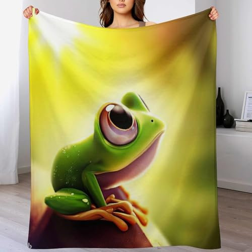 AAPZY Frosch Decke Flauschig & Super Weich - Hochwertige Flannel Fleecedecke Auch Als Wohndecke, Tagesdecke, Sofadecke & Wohnzimmer Geeignet - Überwurf Decke Sofa & Couch, （140×180cm）