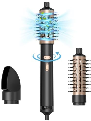 3 in 1 Rotierende Warmluftbürste Rundbürstenföhn Automatischer Lockenstab große Locken 38MM/50MM, Negative Ionen Föhnbürste für Lockig/flauschig/glatt/föhnen