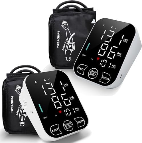 Blood Pressure Monitors Large Cuff Blood Pressure Machine CE Approved UK, 2x120 Records Automatic Upper Arm BP Machine for Home Use LED Backlit Adjustable Large Font Screen,Cuff 8.7-18.9 Inches (2)