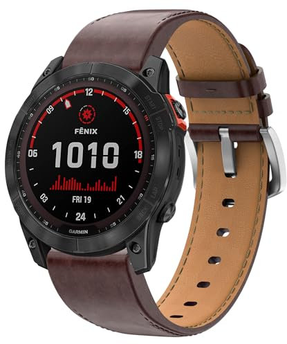 Armband Kompatibel mit Fenix 8 47mm/Fenix 7/Fenix 6/Fenix 5, 22mm Echtleder Ersatzarmband QuickFit Armband Kompatibel mit Fenix 6 Pro/Fenix 5 Plus/Fenix 7 Solar/Forerunner 945/935, S62/S60, Instinct
