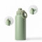 Botella de agua con aro magnetico para el movil y antiderrame. Botella de acero inoxidable 1L BPA free que mantiene el frio o el calor. Botella termica para el gym u oficina. (Light Olive Green)