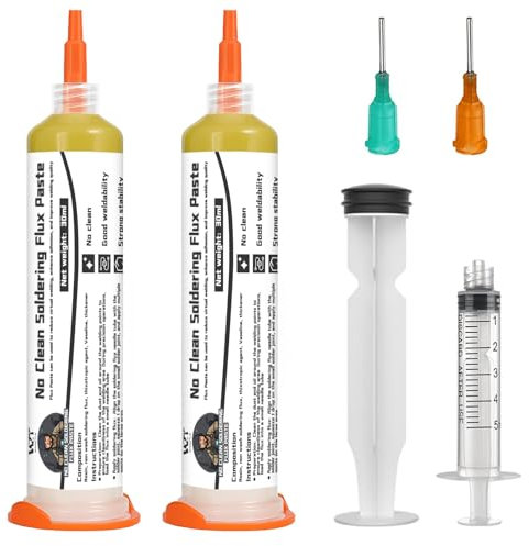 INNOVAYOU 60ml Flussmittel LöTen, Keine Reinigung LöTfett mit 2 Nadeln und 1 Schubstange, Lötflussmittel Geeignet für Elektronikschweißen, Löten, Leiterplatten und Kupferdrähte