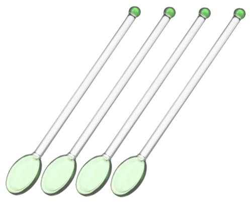 Zerodeko 4Pièces Cuillères à Remuer Verre Transparent Cuillères à Café Dessert Cuillères à Miel Cuillères De Cuisine Parfaites Pour Service Et Dégustation