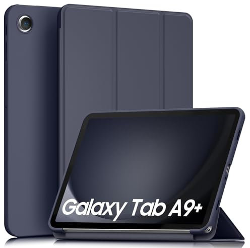 Tobfit Étui Coque pour Samsung Galaxy Tab A9+/A9 Plus 11 2023 SM-X210/X215/X216/X218, Protection en TPU Ultra-Fin avec Réveil/Sommeil Automatique et Support à Trois Volets