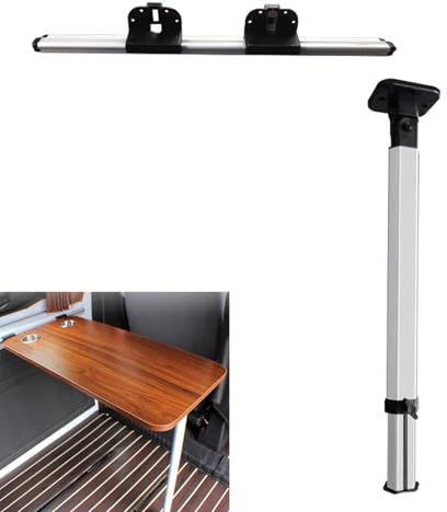 teleskopisch RV-Klapptischbein mit Gleitschiene für Wohnmobile, Wohnwagen, , Reisen, Tragbar Verstellbare Tischhalterung aus Verdickter Aluminiumlegierung, Tischbeine+50cm Dia (ohne Tabelle),Silver