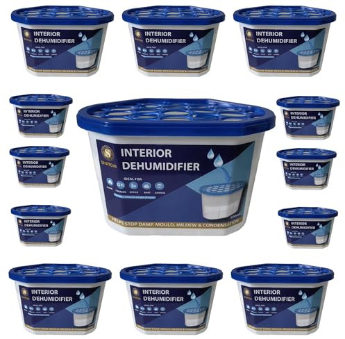 Dehumidifier Tubs 500ml Pack of 10 Moisture Absorber Condensation Remover for Damp, Mould, Moisture in Home, Kitchen, Wardrobe, Bedroom, Caravan, Office, Garage, Bathroom