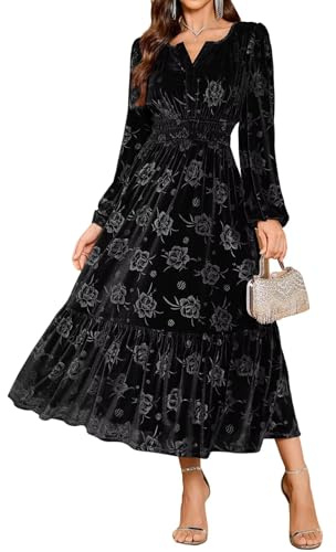ZAFUL Damenkleid aus Samt, langärmelig, Cocktailkleid, Party, Hochzeit, Gäste