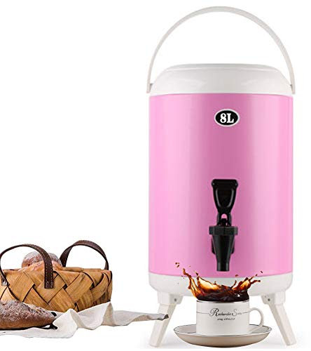 Dispensador de Bebidas con Aislamiento de Acero Inoxidable, Termo Comercial de Gran Capacidad para café, Agua Caliente y té con Leche, Cubo de Acero Inoxidable (8 L)