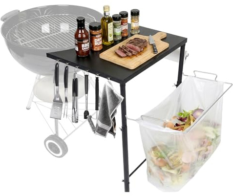 Denmay Tavolo Laterale per Barbecue Weber Kettle 47/57/67cm, Tavolo Laterale per Barbecue Weber Smokey Mountain 47/57cm, Tavolo Laterale per Barbecue a Carbonella Master-Touch, Accessorio Premium per