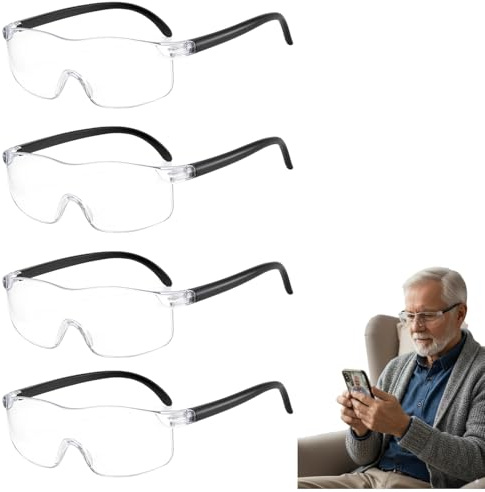 Lupenbrille Für Brillenträger, 4 Stück Vergrößerungsbrille, 100% - 300% Lese Lupenbrille, Naharbeit Anti- Blaulicht Leselupe Ideal Für Handarbeit, Lektüre, Detailarbeit Und Ältere Menschen
