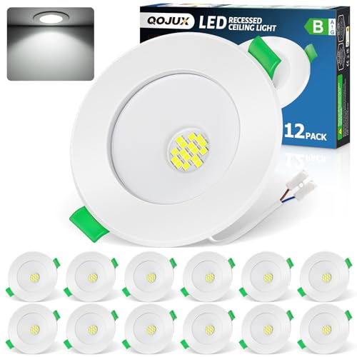 QOJUX 12x Downlight LED Techo Empotrable Clase B, Luz Frío