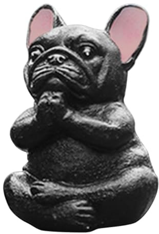 BESTonZON Realistische Französische Bulldoggen Hundeskulptur aus Kunstharz Sitzende Yoga Statue für Gartendekoration und Innendekoration im Haus und Terrasse