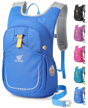 SKYSPER 15L Wanderrucksack Kinder mit Hydrationsfach & Sicherheitspfeife | Leicht, ab 10‑16 Jahre, für Camping & Tagesausflüge, atmungsaktiv, verstellbarer Brustgurt