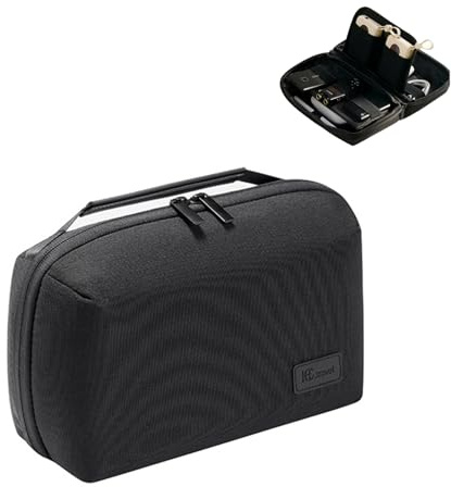 FSCOVER Electronics Accessories Cable Organiser Bag,Water-Resistant Tech Pouch,Double Layer Travel Essentials Gadget Case for Cables,Charger,Power Bank,Phone - Portable Storage Bag for Men Women,Black