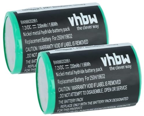 vhbw 2X Akku kompatibel mit Servox Speech | Digital XL, 19632, 14266, D45N7 Medizintechnik (230 mAh, 7,2 V, NiMH)