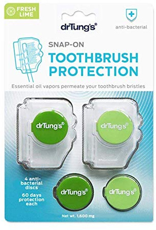 Dr. Tung's, Snap-On Toothbrush Sanitizer, 2 Toothbrush Sanitizers (Assorted Colors) by Dr Tungs