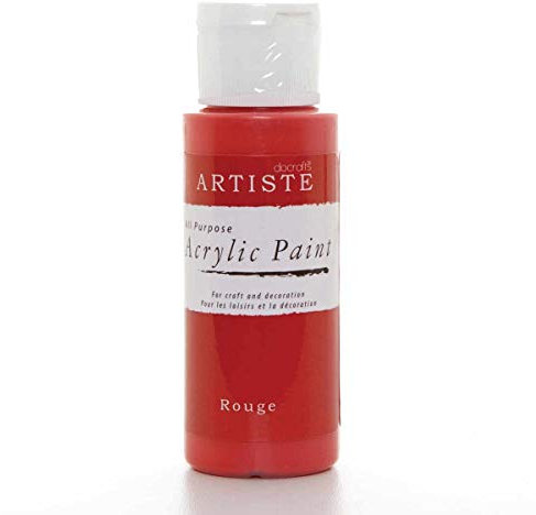Artiste Acrylic Paint 59ml 2Oz Rouge, Quick-Drying Professional Art, Craft and Hobby Artists Paint, Vibrant Colour, Water-Based Paints Cover All Surfaces with Ease, Ideal for Travel Artists