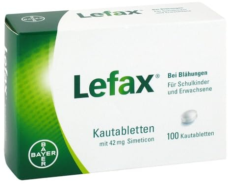 Lefax Kautabletten - mit 42 mg Simeticon - bei leichten Blähungen - mit Pfefferminzgeschmack - für Kinder geeignet - 1 x 100 Tabletten