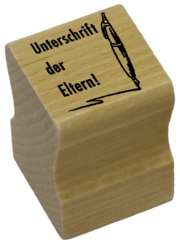 Elbi Lehrerstempel: Unterschrift der Eltern! aus Holz - K16/1