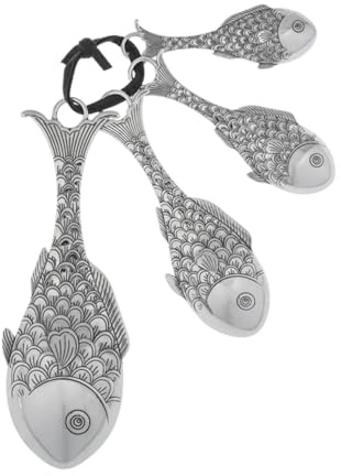 Ganz 4-Piece Set, Fish Measuring Spoon, One Size, silver