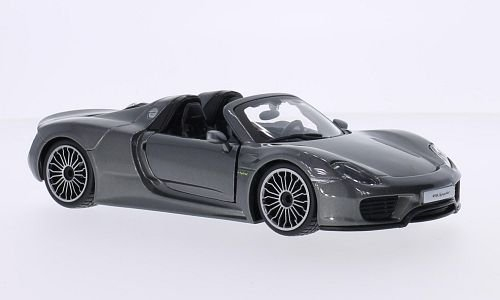 Porsche 918 Spyder, metallic-dunkelgrau, Modellauto, Fertigmodell, Bburago 1:24