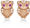 Diamond Treats Petites Boucles d'Oreilles Or Rose en Chouette, Jolies Petites Boucles d'Oreilles Femme Or Rose, Boucles d'Oreilles Hibou pour Femme et Fille avec Pierres en Zircons
