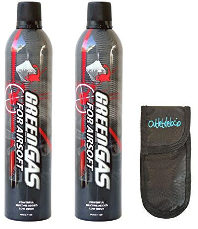 Outletdelocio Pack 2 Botellas Green Gas Pdgg 1100 para Pistolas de Airsoft Que Funcionan por Gas + Funda Portabalines 2-18398/23054