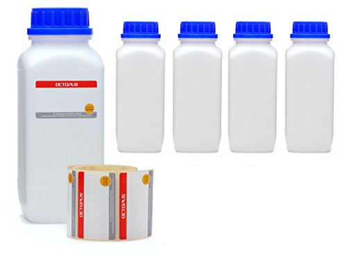 5x 1000 ml Weithalsflaschen mit Schraubverschluß, Chemiekalienflaschen, Laborflaschen mit Deckel als Aufbewahrungsbehälter für Labor, Küche oder Hobby