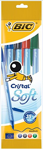 Lot de 4 bolígrafos cristal Soft – BIC – Punta Media