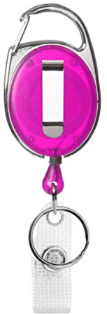Karteo Ausweishalter Jojo ausziehbar lila [1 Stück] Ausweis Jojo mit Karabinerhaken und Gürtelclip und Vinylschlaufe als Ausweishalter für Kartenhüllen Ausweishüllen