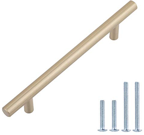 Amazon Basics AB1504-GC-25 Poignée pour placard Longueur 18,75 cm (centre des trous 12,7 cm) Champagne doré