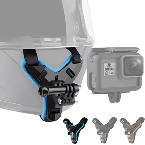 Lupholue Motorcycle Helmet Chin Strap Mount Compatible with GoPro Hero 10 Black, 9, 8, 7, (2018), 6 5 4 3, Hero Black, Session, Xiaomi Yi, SJCAM (Blue)
