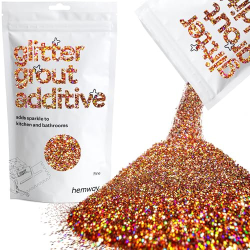 Hemway Glitter Grout Additive - Bronze Brown Holographic | Flakes for Adding Sparkle to Old & New Kitchen & Bathroom Tiles | Enhance Your Indoor Grouting Projects with a Sparkly Effect | 100 g