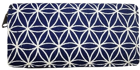 PANASIAM Portemonnaie Geometrix | Geldbörse aus Baumwolle | 2 Größen | Geldbeutel Purse Wallet | vegan & fair, Lebensblume dunkel, 20x10cm
