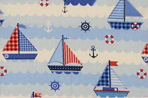 Fabrics-City MARITIM Welt BAUMWOLLDRUCK Baumwolle Stoff Patchwork Boot Anker Wasser, 5038