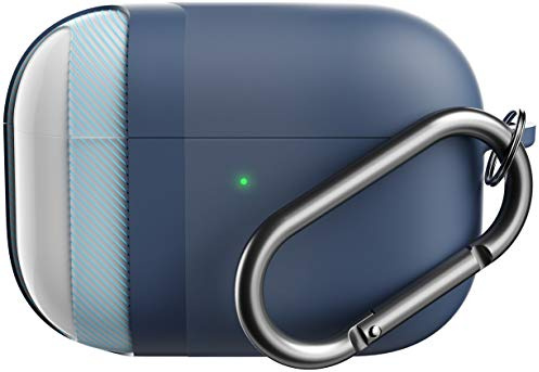 KeyBudz AirPods Pro Hülle mit Schlüsselanhänger Hybrid Shell Serie Kompatibel mit AirPod Pro Case Cover (blau)