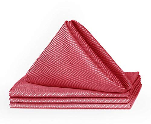 VCVCOO Stoffservietten-Set, 4 Stück, 17 x 43,2 cm, Fischgrätenmuster, waschbar, glänzend, stilvolle Stoffservietten, weinrote Servietten für Familienessen, Hochzeiten, Cocktailpartys