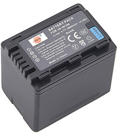 DSTE Ersatz Batterie Akku kompatibel mit Panasonic VBT380,HC-V110,HC-V210,HC-V520,HC-V720, HC-W570,HC-W580, VW-BC10E