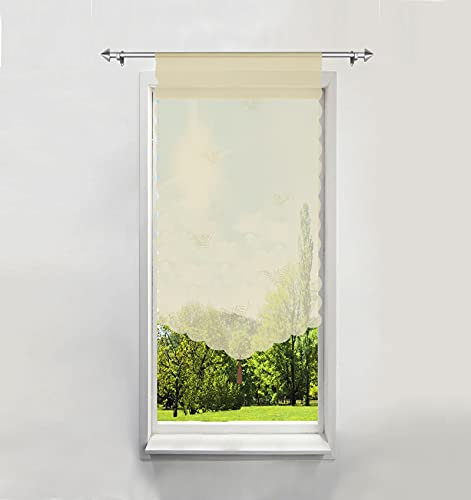 BAILEY JO Scheibengardine mit Schmetterling Laserschneiden Rollos Voile Transparent 1er-Pack Bildergardine (Sand, BxH 80x150cm)