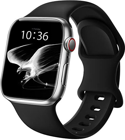 DigiHero Straps Compatible with Apple Watch Strap 38mm 40mm 41mm 42mm 44mm 45mm 46mm 49mm,Silicone Sport Replacement Strap Compatible with iWatch Series 10 9 8 7 6 5 4 SE Ultra 1/2 Women Men Black A