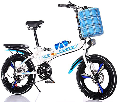20 Zoll Faltrad, Carbon Stahlrahmen Fahrrad Faltrad Mit Komfort Sattelkorb Und Ständer Gepäckträger D,20 in
